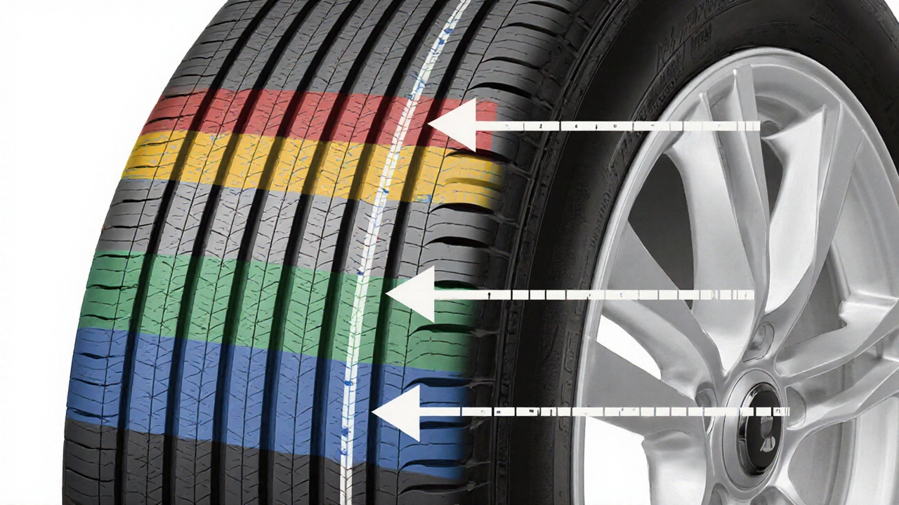 Сравнение структуры летних, всесезонных и зимних шин в разрезе