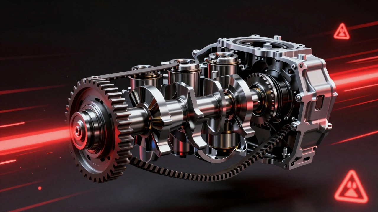 Внутреннее устройство двигателя: столкновение клапанов и поршней при обрыве ремня ГРМ.