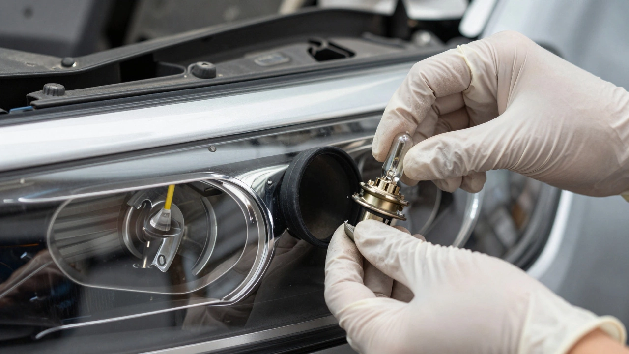 Процесс правильной установки новой лампочки в фару автомобиля