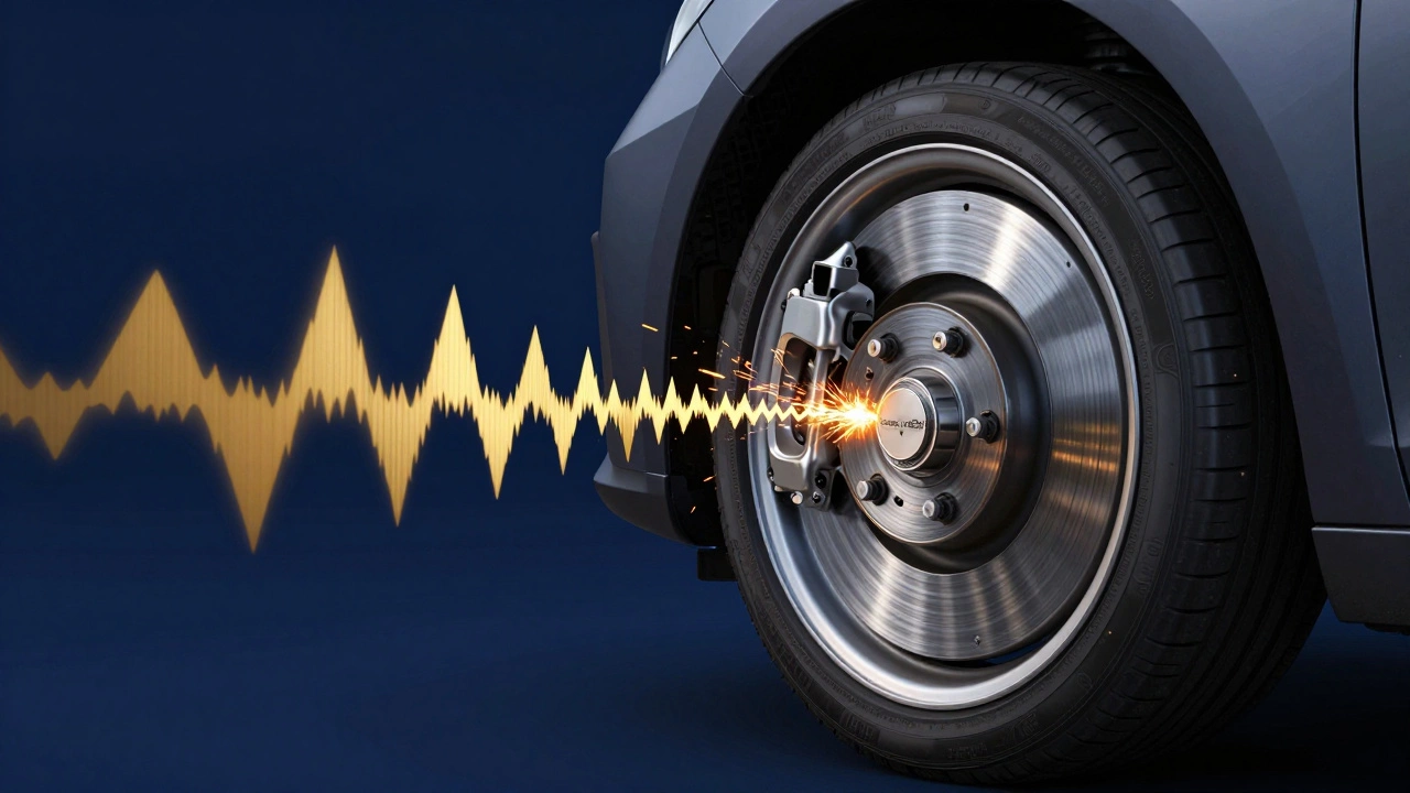 Схематичное изображение металлического скрежета при износе колодок