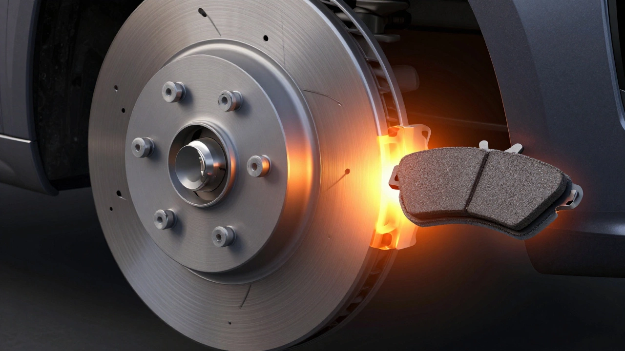 Схематичное изображение притирки новой тормозной колодки к тормозному диску