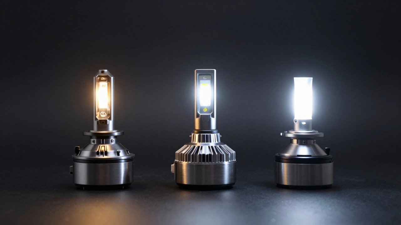 Сравнение желтого галогенового, белого ксенонового и LED света фар